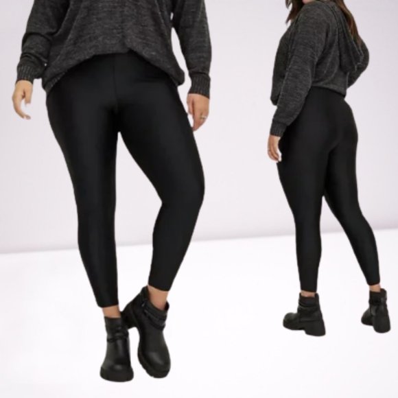 Torrid Platinum Liquid Black Mid Rise Nylon Stretch Ankle Leggings Plus Size 3X - Picture 1 of 11